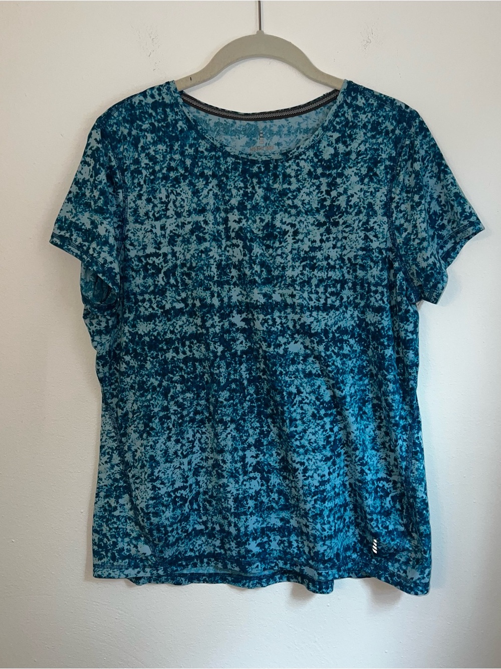 Blue Patterned Short Sleeve Women's Top
